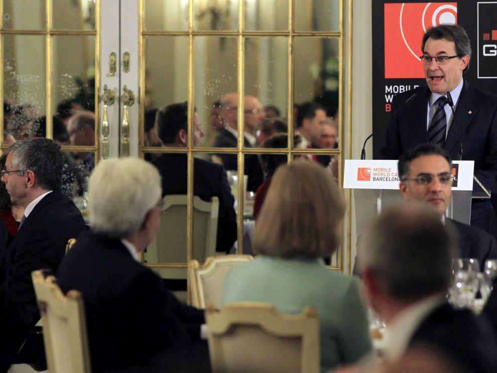 l president de la Generalitat, Artur Mas, durante su intervención en el Congreso Mundial de Móviles