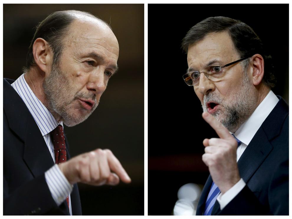 Combo de imágenes de Rajoy y Rubalcaba
