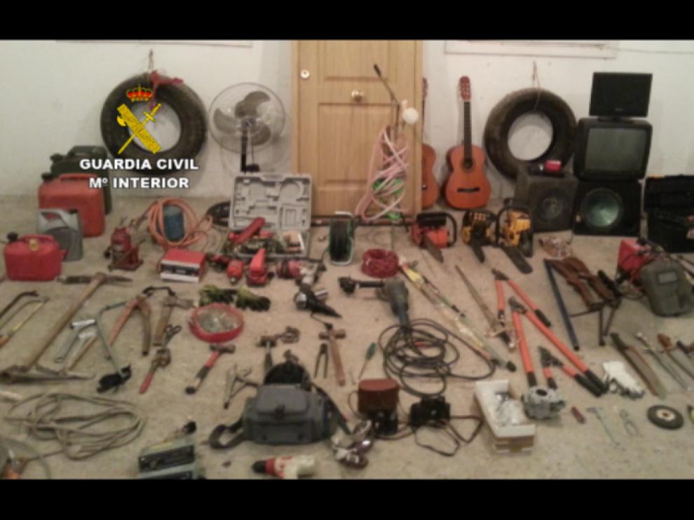 Materiales incautados de los robos