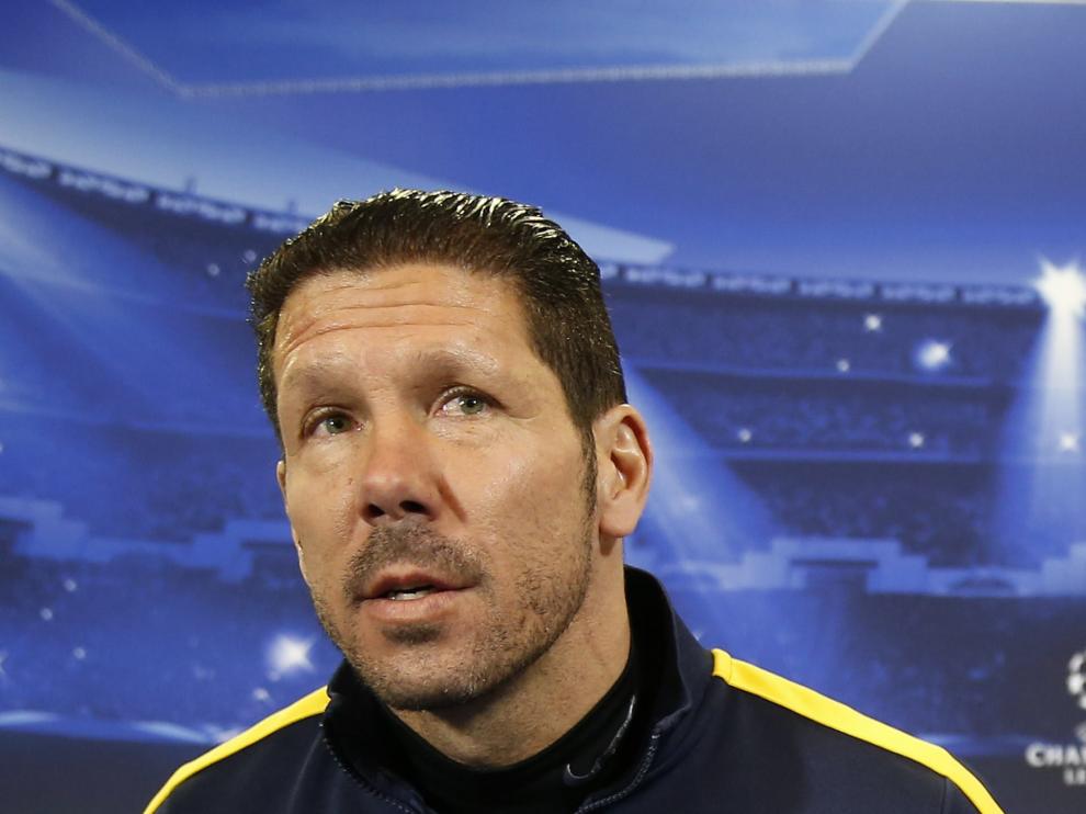 Simeone en la rueda de prensa previa al choque contra el Milán