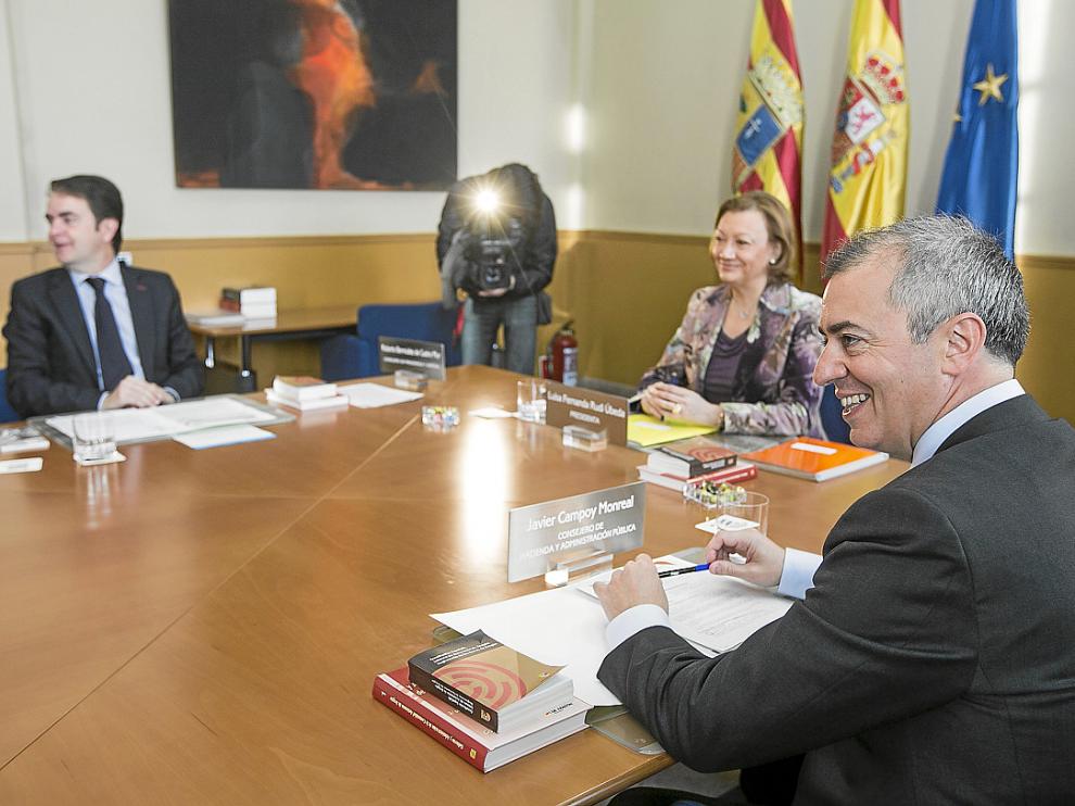 El consejero de Hacienda, Javier Campoy, en su primer Consejo de Gobierno, ayer