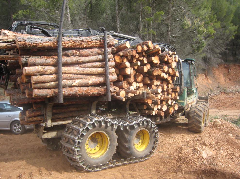 Transporte de madera en Tosos
