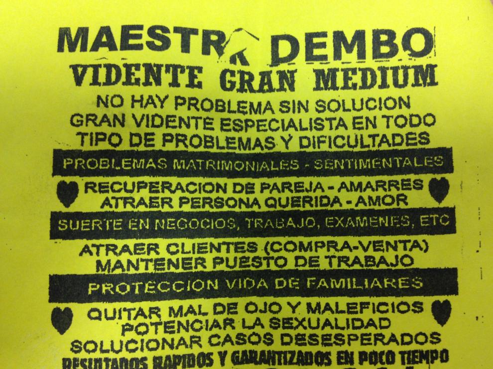 Un anuncio repartido en buzones de Zaragoza
