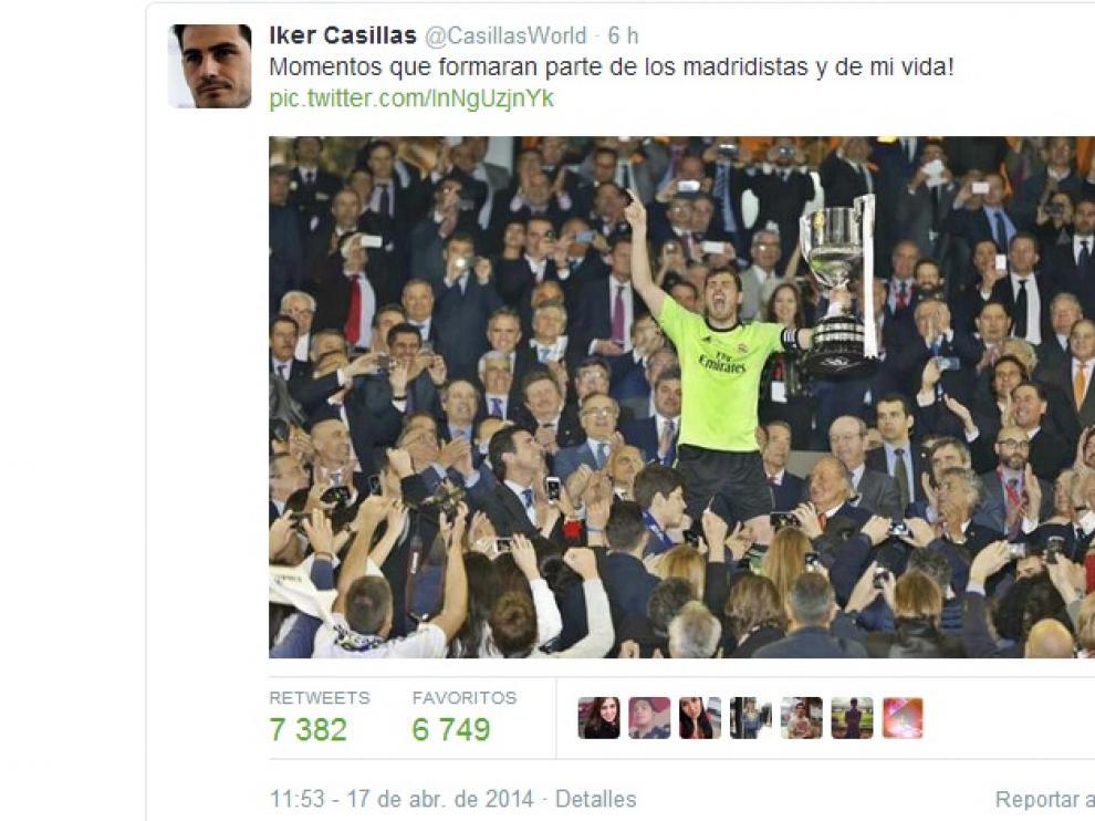 Uno de los 'tweets' de Casillas