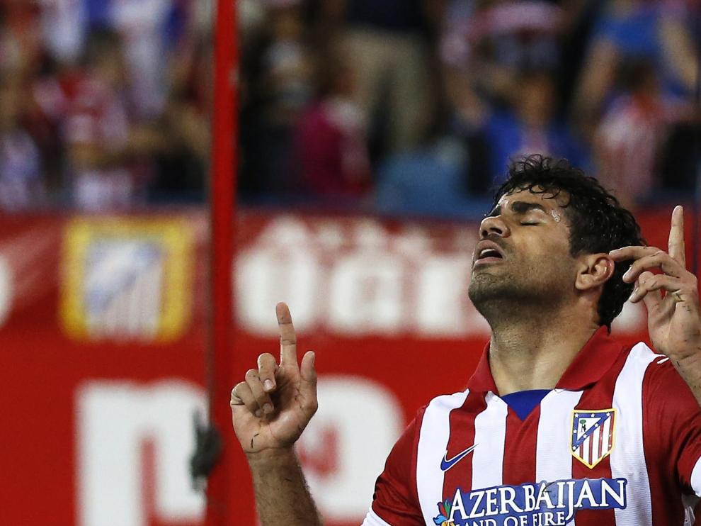 Diego Costa celebra el gol del Atlético de Madrid ante el Elche