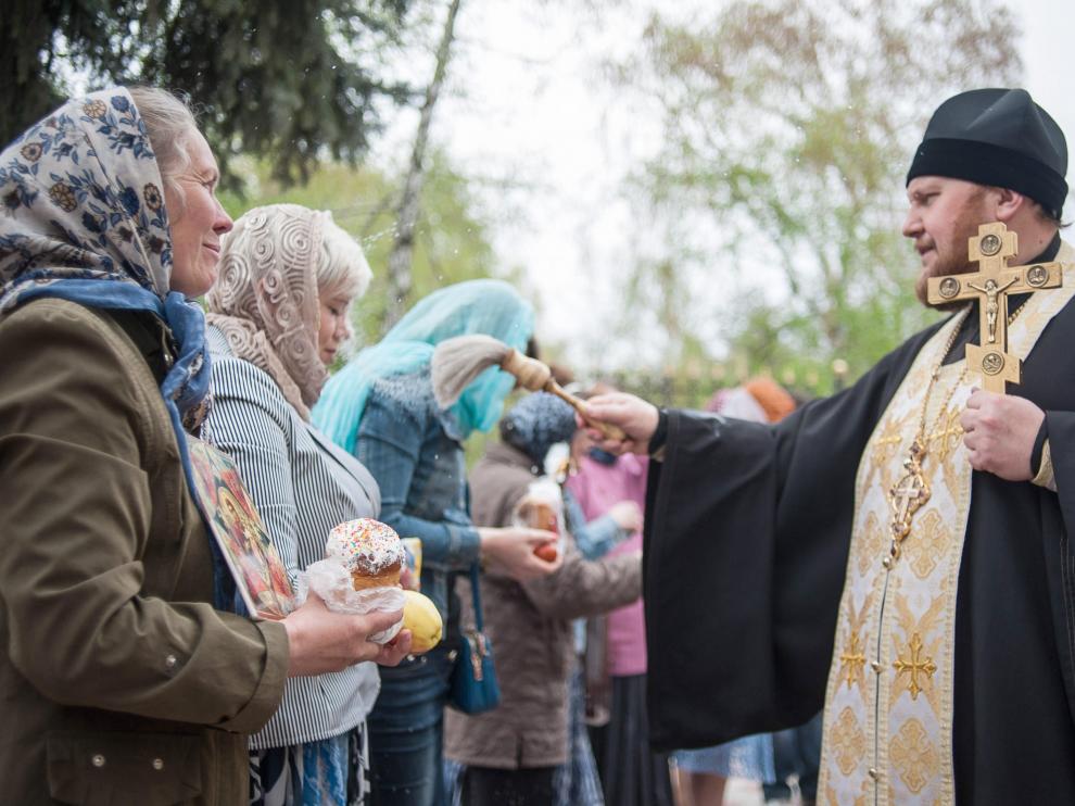 Slaviansk (Ucrania) celebrando este sábado la Pascua ortodoxa.