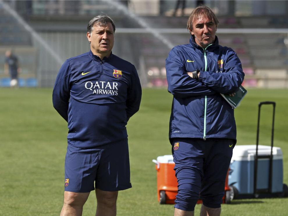 Tata Martino, en el entrenamiento del Barcelona