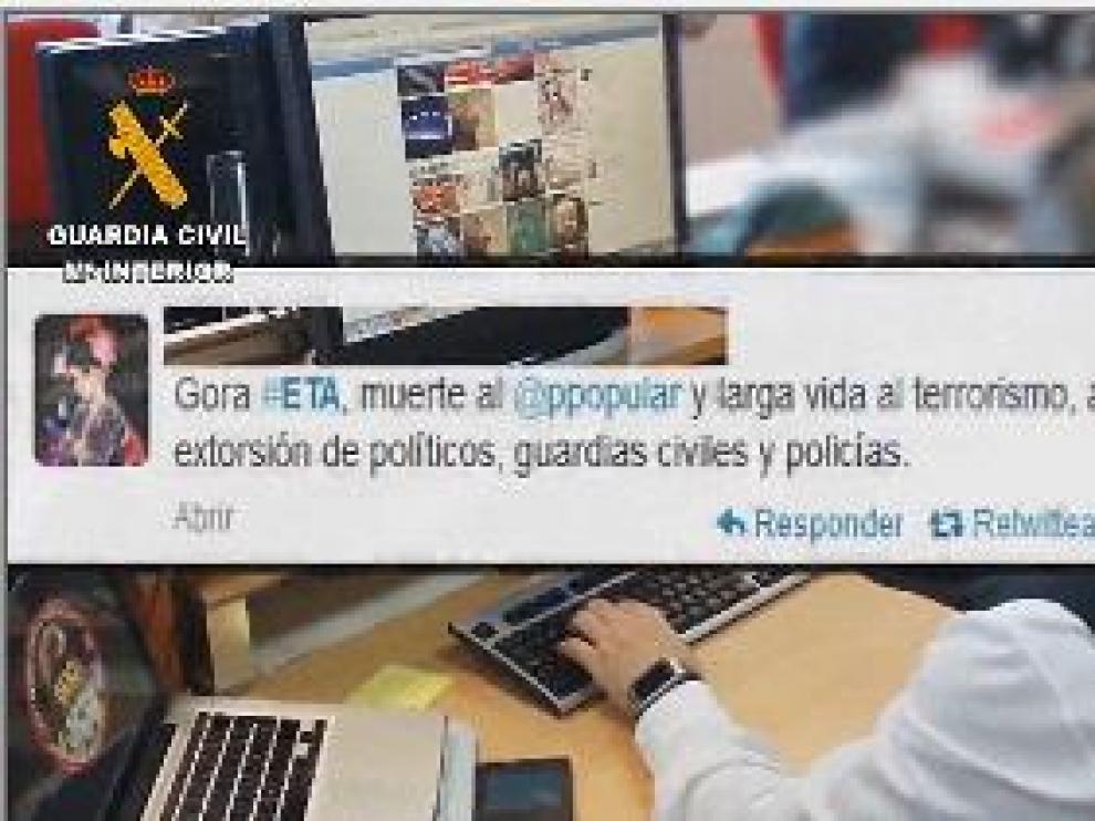 Uno de los tuits investigados por la Guardia Civil