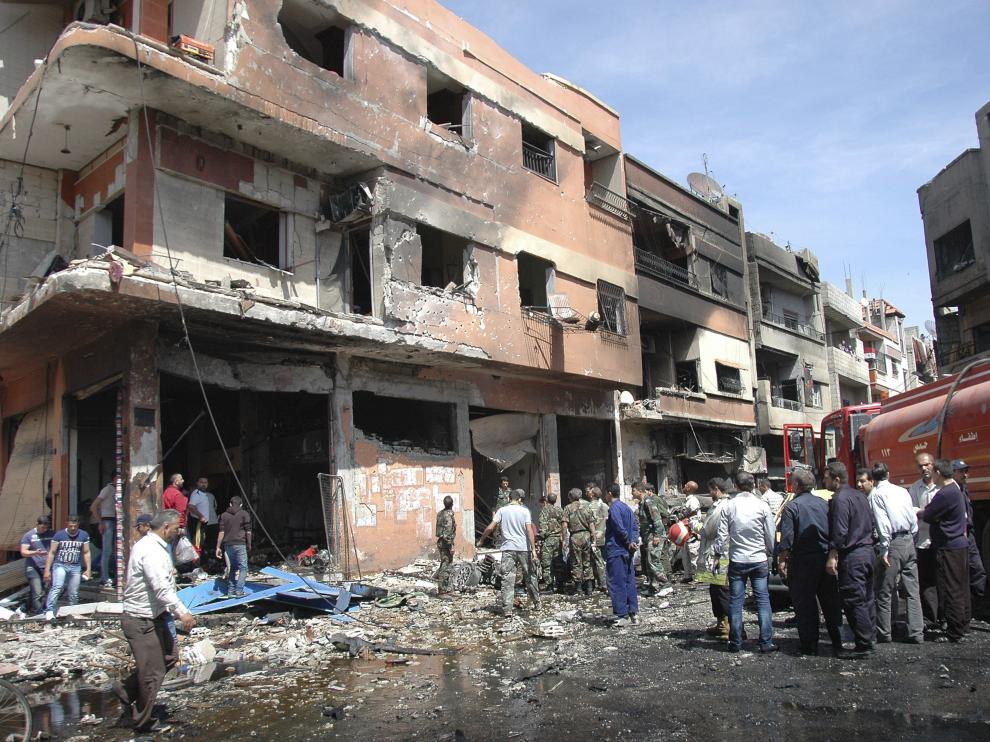 Lugar donde explosionó uno de los coches bomba
