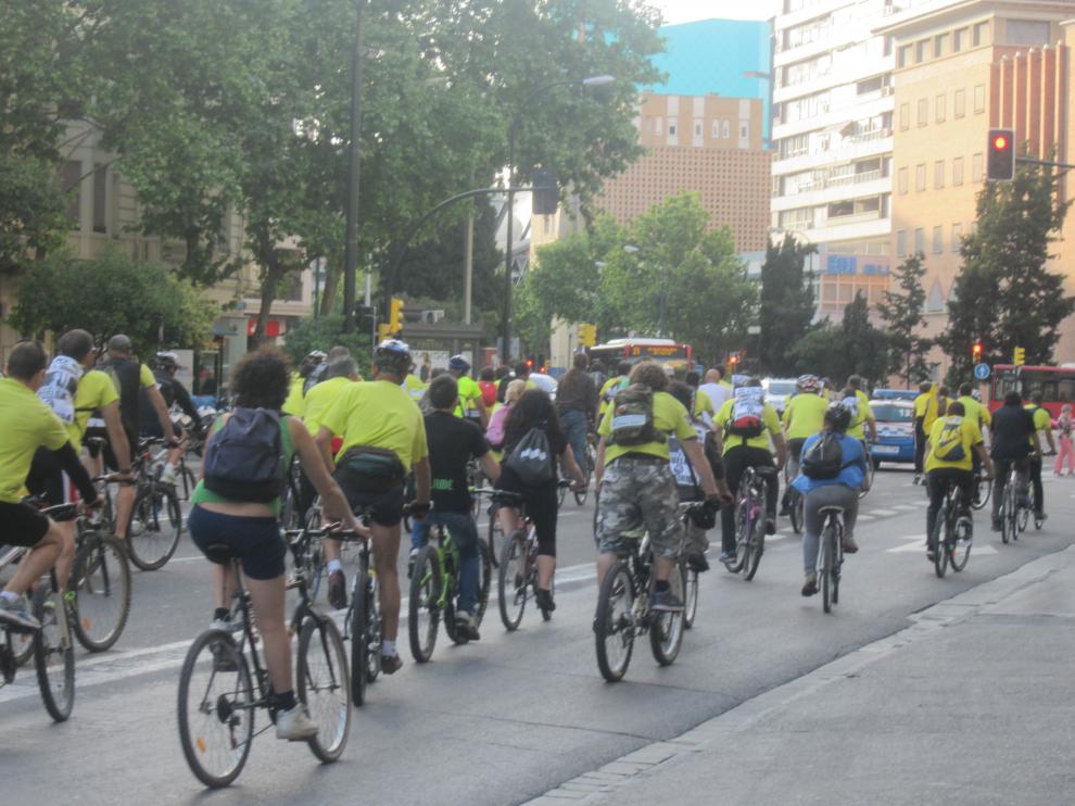 La 'bicimanifestación' de este martes, por el centro de Zaragoza