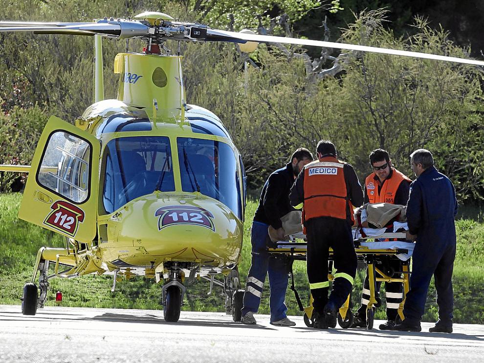 El helicóptero del 112 , en un servicio médico.