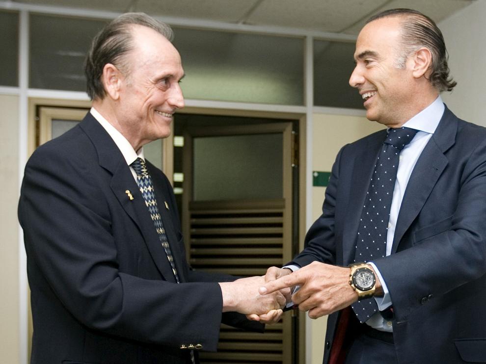 Luis Oliver, junto a Lopera, en el Betis