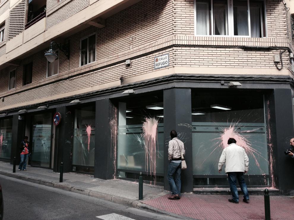 La sede de IU este jueves por la mañana