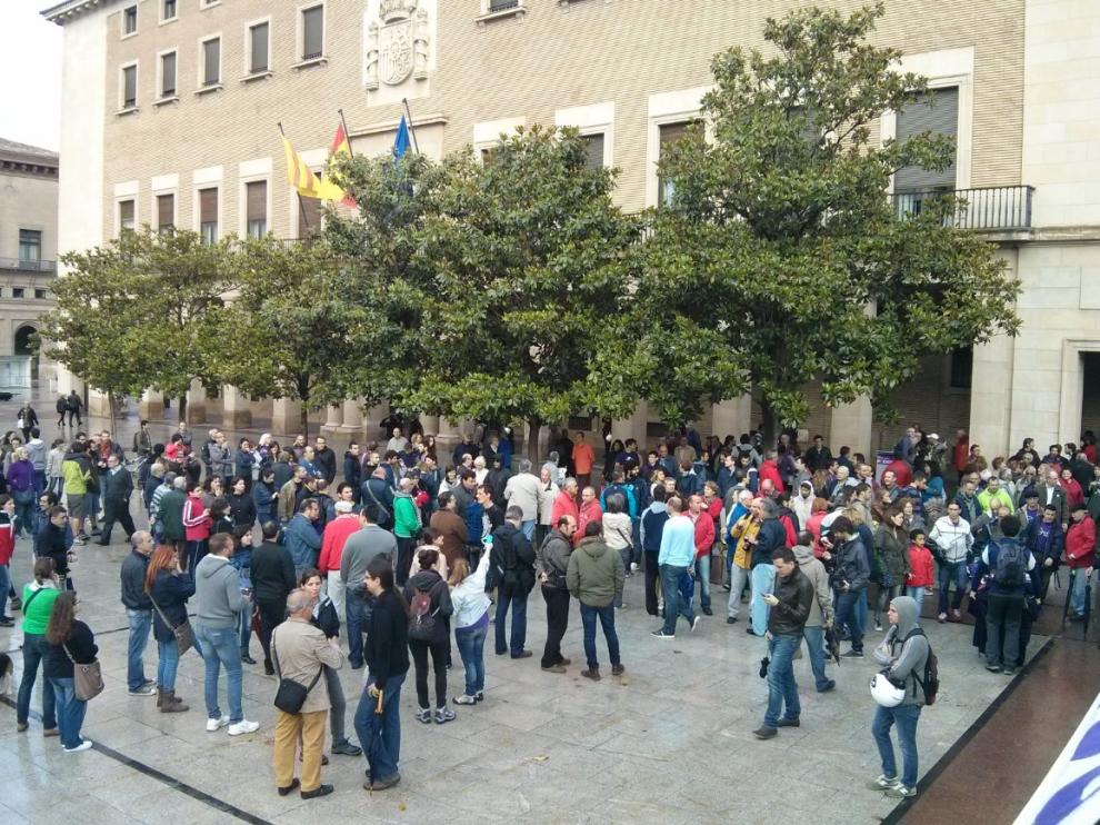 Concentración de Podemos en Zaragoza