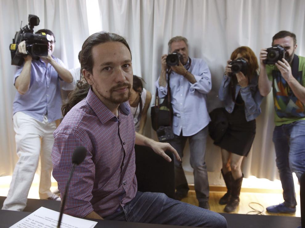 El eurodiputado electo y portavoz de Podemos, Pablo Iglesias