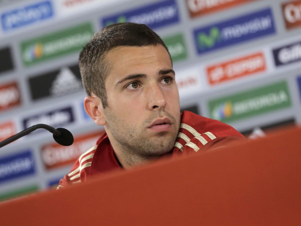 Jordi Alba en rueda de prensa