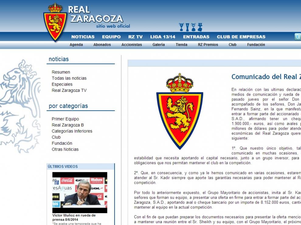 Comunicado del club