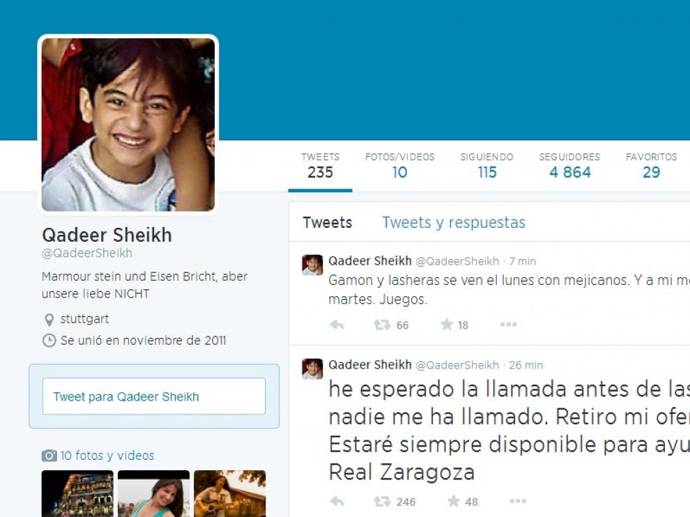 EL perfil de Twitter de Sheikh