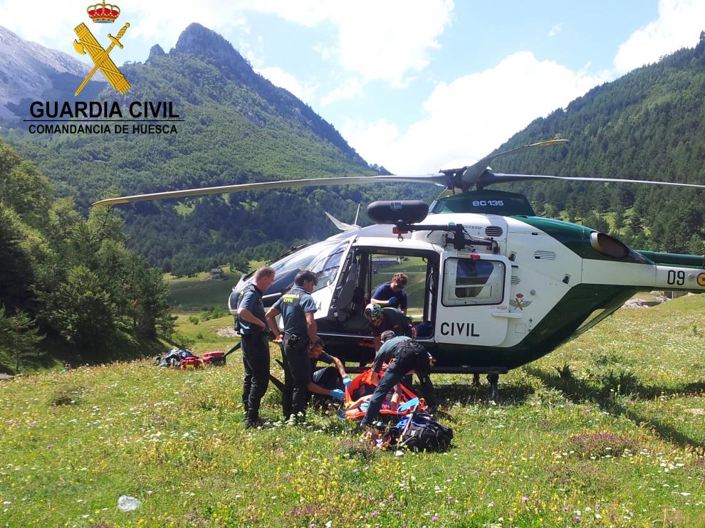 Imagen de un rescate en el Pirineo oscense