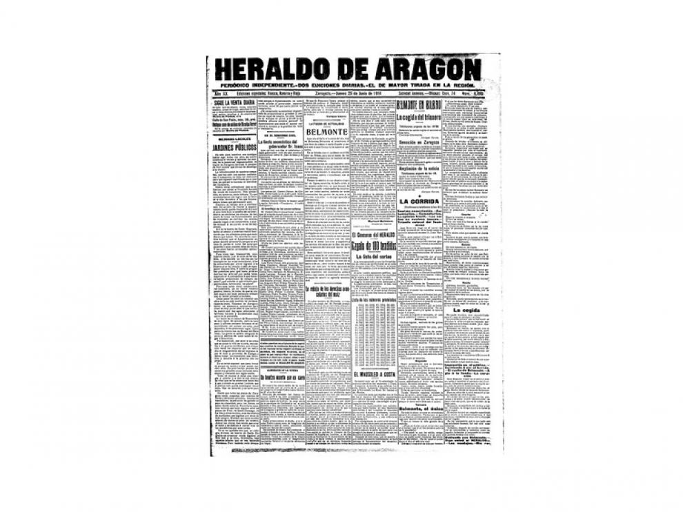Portada de HERALDO el día 25 de junio de 1914