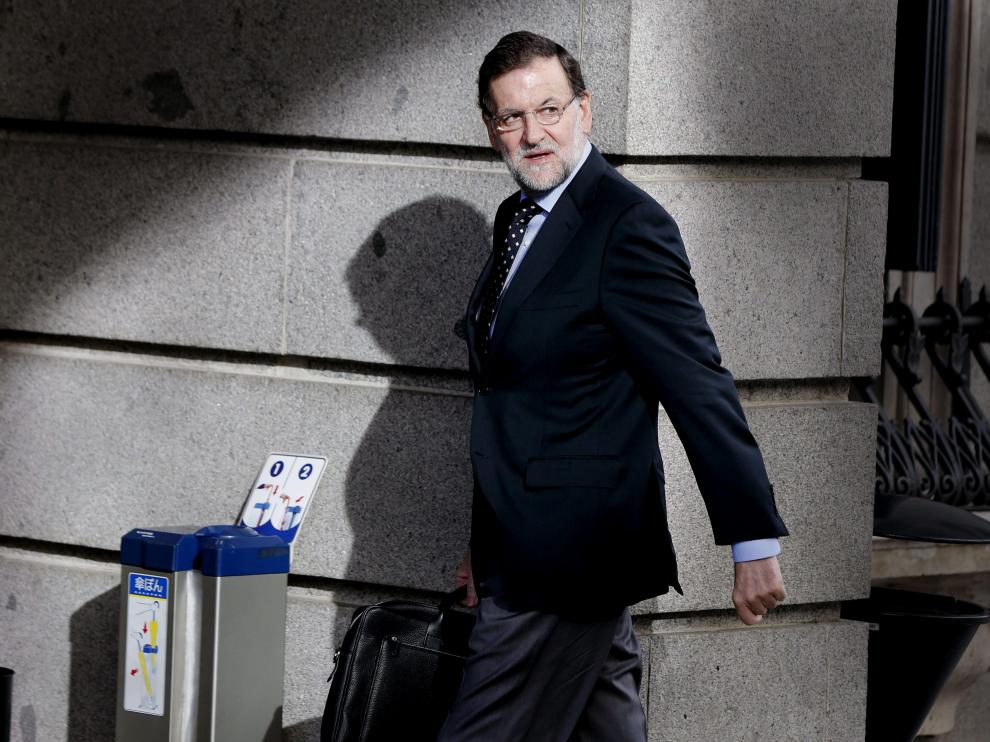 Mariano Rajoy en su llegada a la sesión de control este miércoles