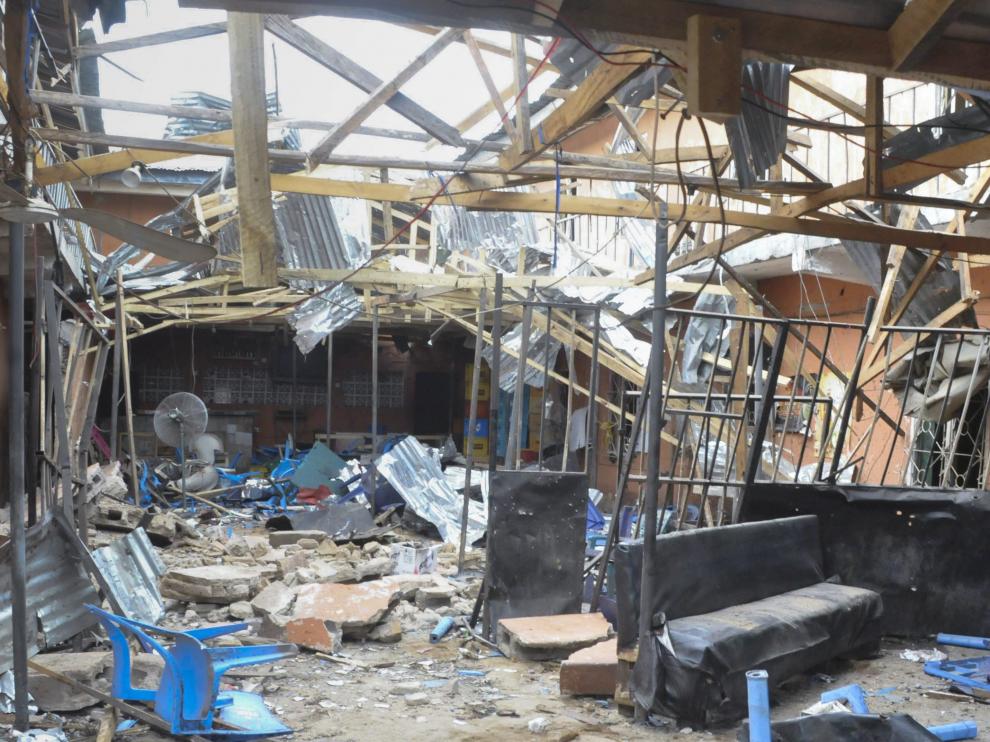 El hotel destruido en Bauchi tras la bomba que puso el grupo terrorista de Boko Haram