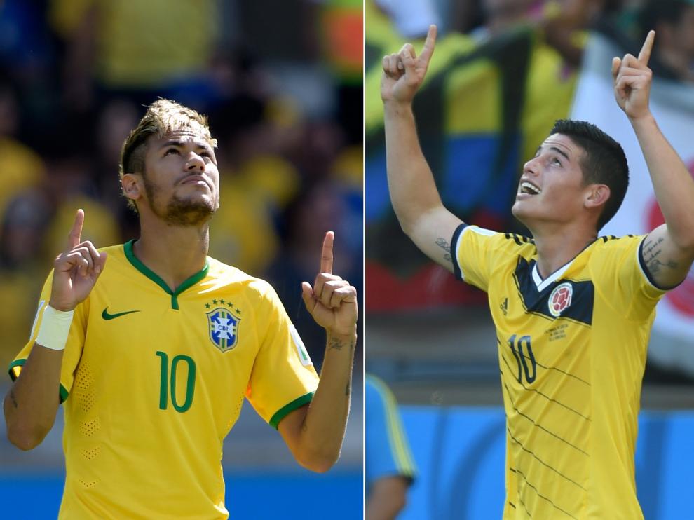 Neymar y James Rodríguez, las esperanzas de Brasil y Colombia para pasar a semifinales