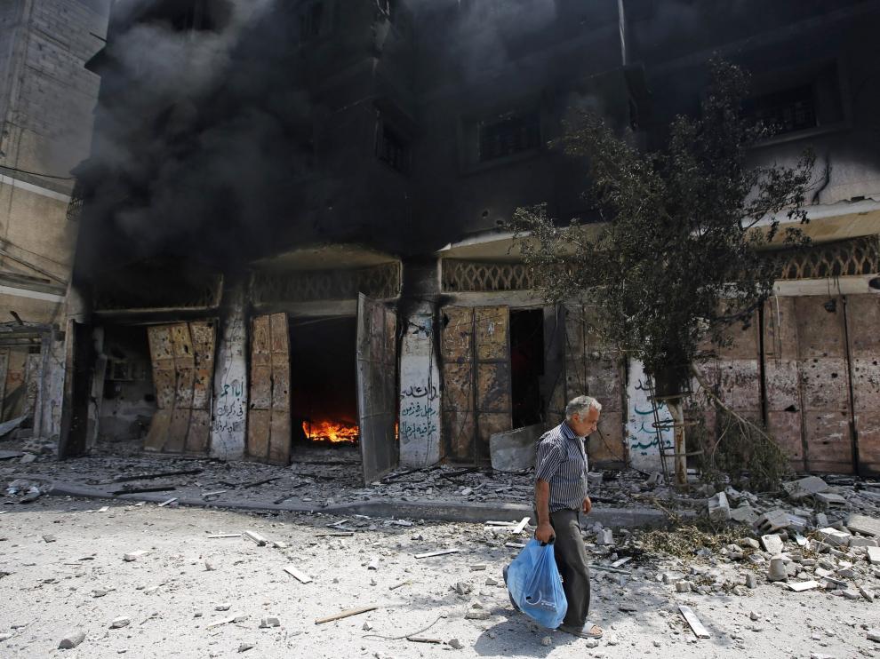 Viviendas en el barrio de Shajaia, en Gaza