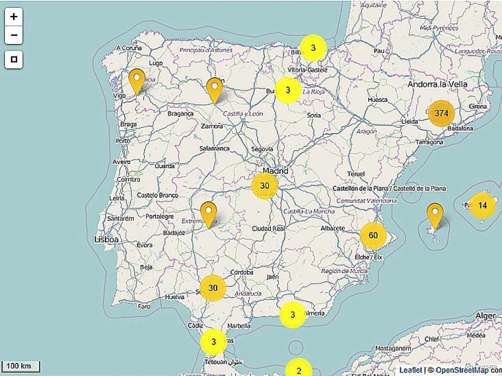 Diseño de la 'app' y mapa que se va generando.