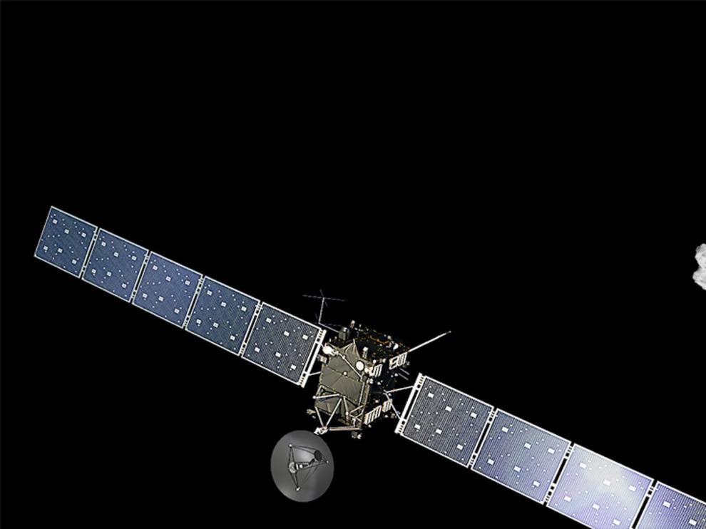Imagen de la ESA representando la cercanía con el cometa