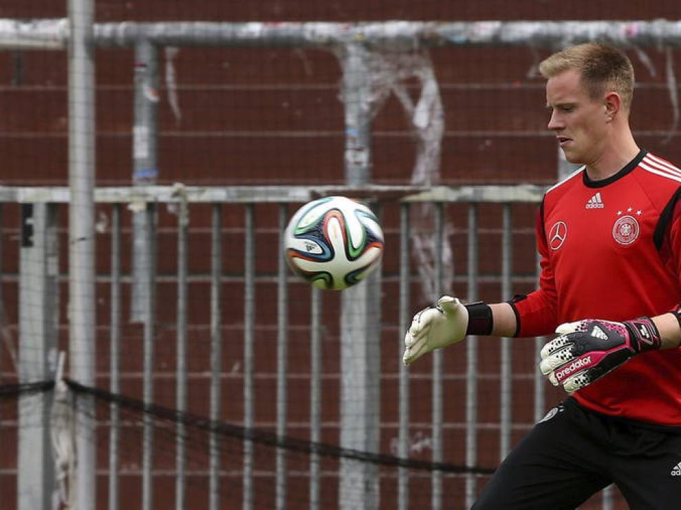 Ter Stegen en un entrenamiento con la Selección Alemana