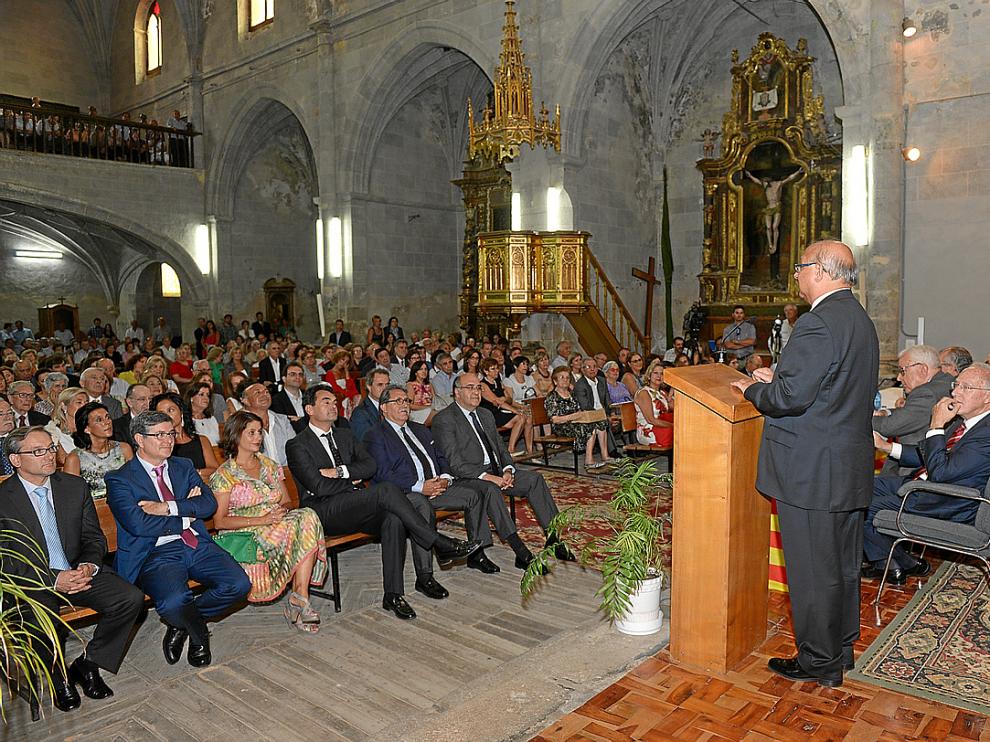 Honorio Romero, durante su discurso de agradecimiento por el título de Hijo Predilecto de Santa Eulalia.