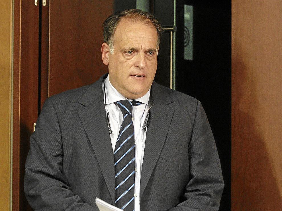 Javier Tebas, en su comparecencia en el caso Murcia el pasado lunes, día 18.
