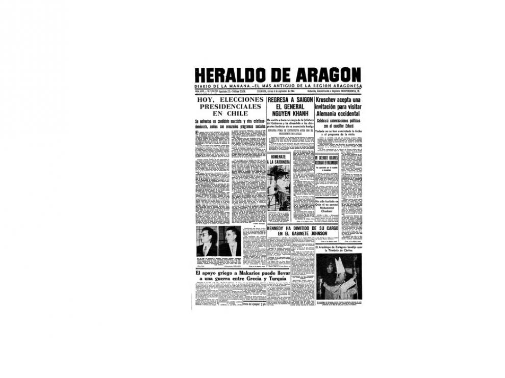 Portada de HERALDO el día 4 de septiembre de 1964
