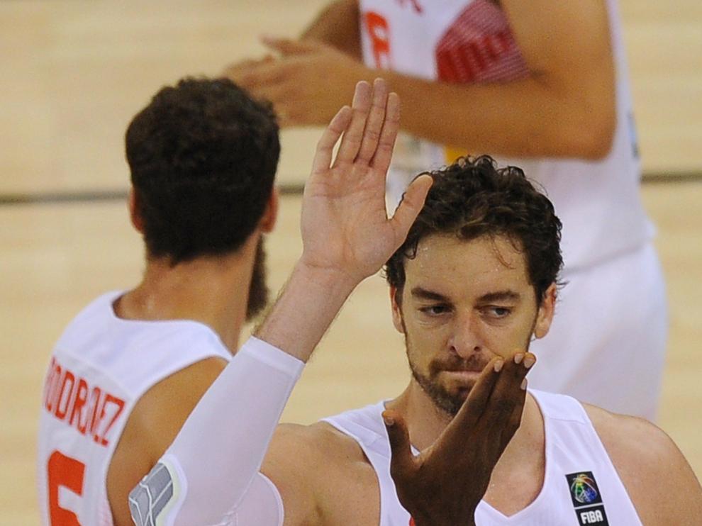 Los jugadores españoles, en el partido ante Francia.