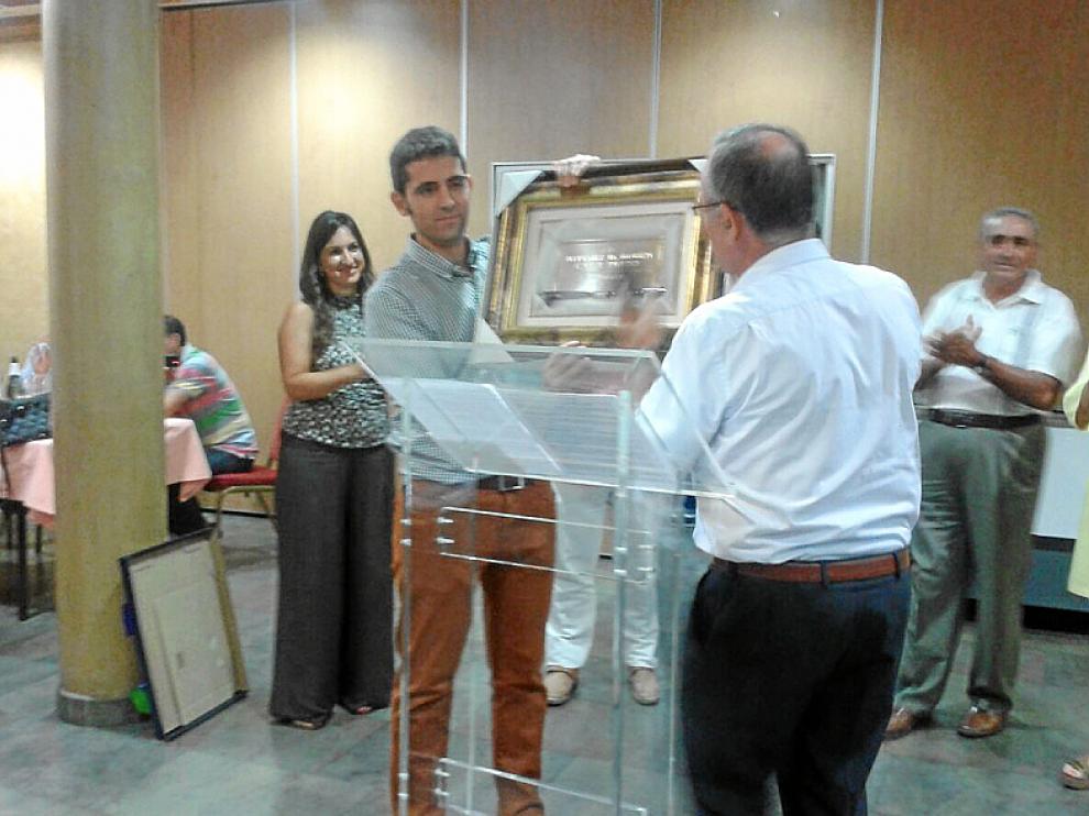 Rubén Calle, durante el homenaje celebrado en Épila el jueves.