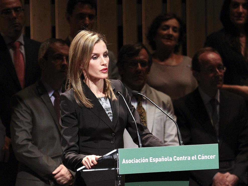 La Reina Letizia, durante el acto de la AECC