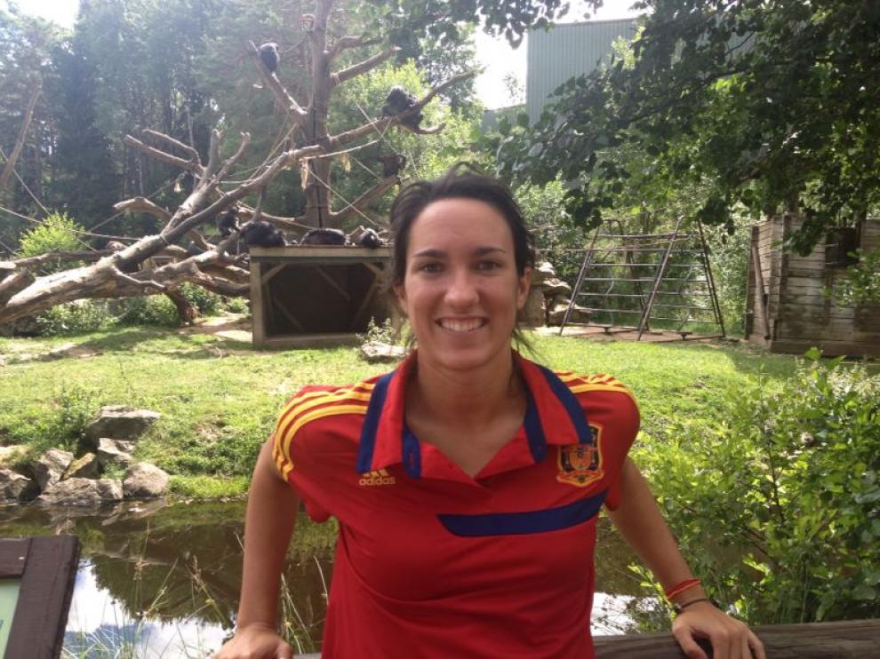 Silvia Meseguer, posando en una concentración de la Selección.