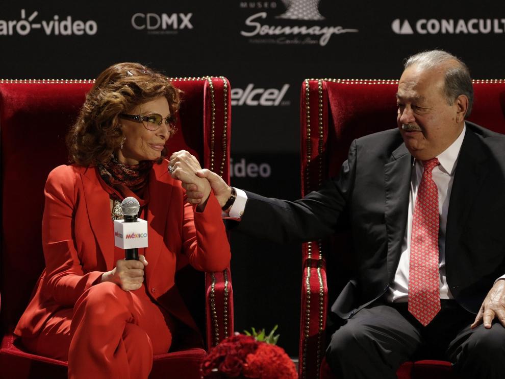 Sophia Loren y Carlos Slim