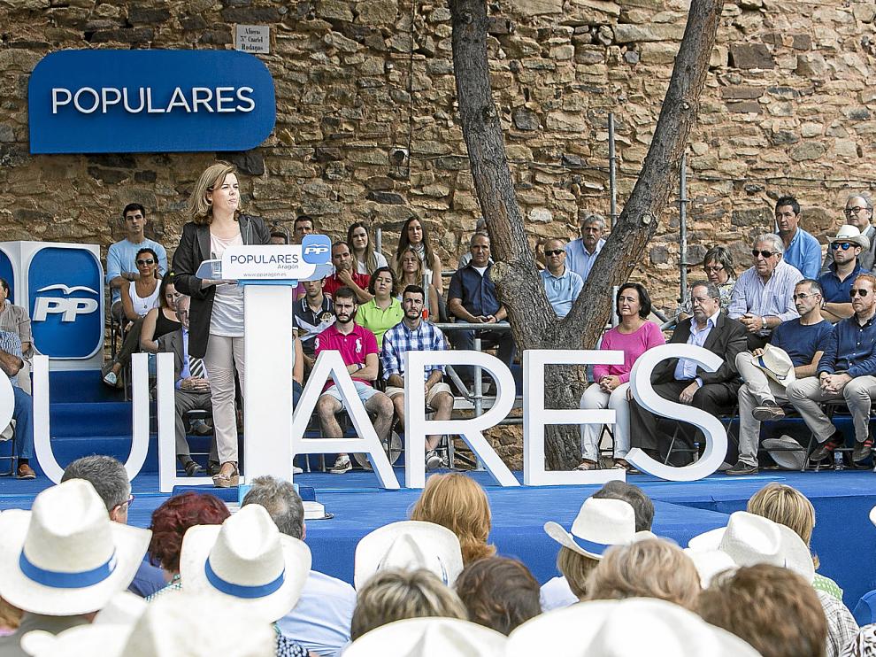 La intervención de Soraya Sáenz de Santamaría fue la principal en el Día del Afiliado que el PP celebró en el santuario de Rodanas.