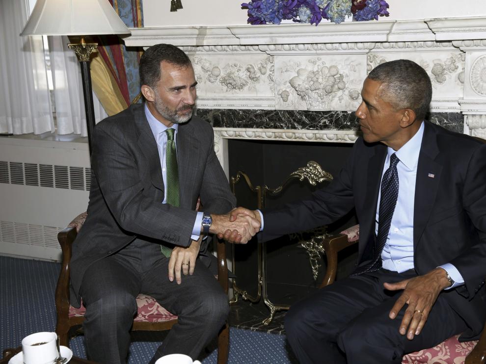 Encuentro entre Felipe VI y Obama.