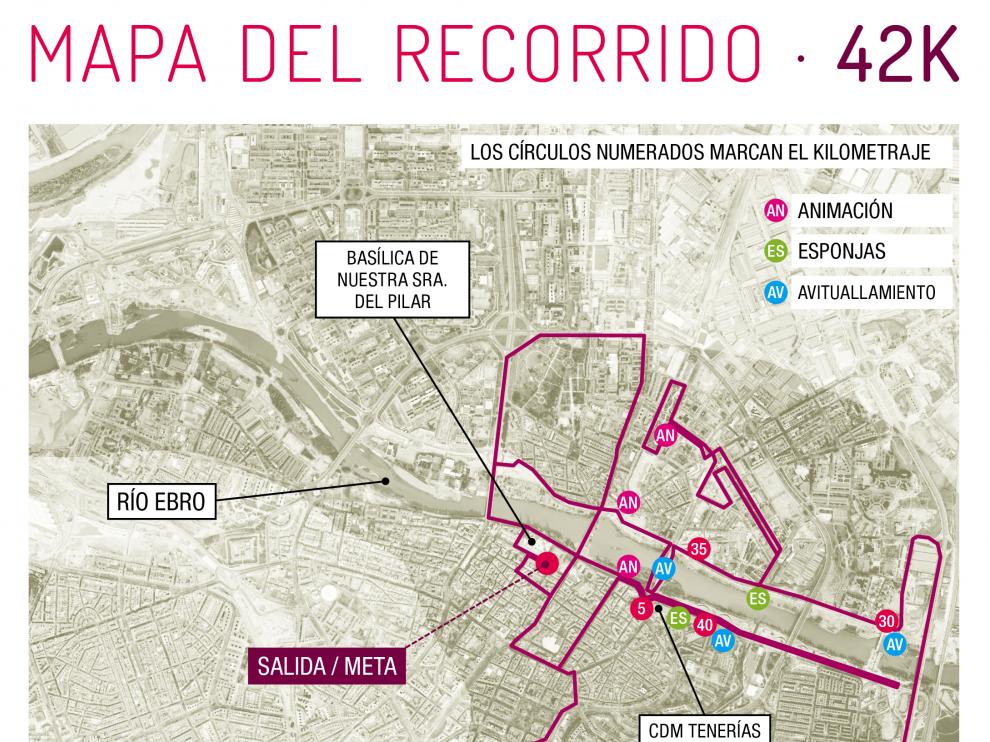 Mapa del recorrido de la maratón.