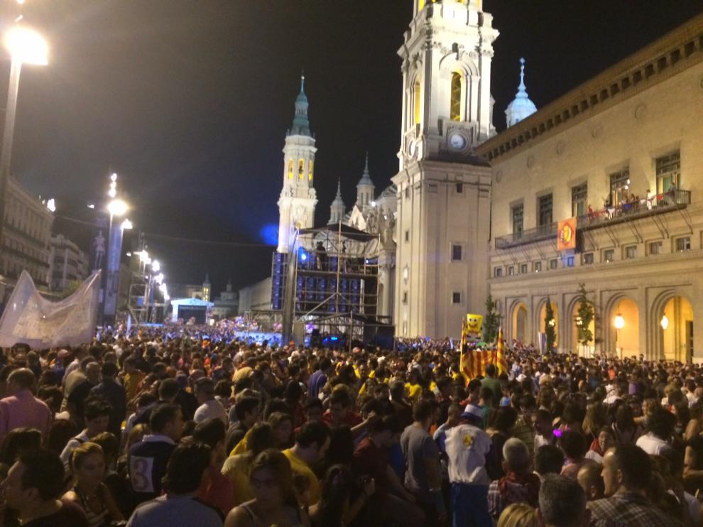 Imagen de archivo de la plaza del Pilar antes del pregón de fiestas.