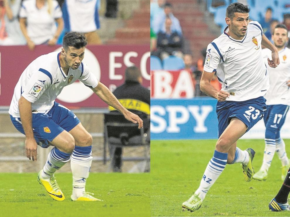 Javi Romero y Jaime Álamo durante su respectivo juego durante el partido.