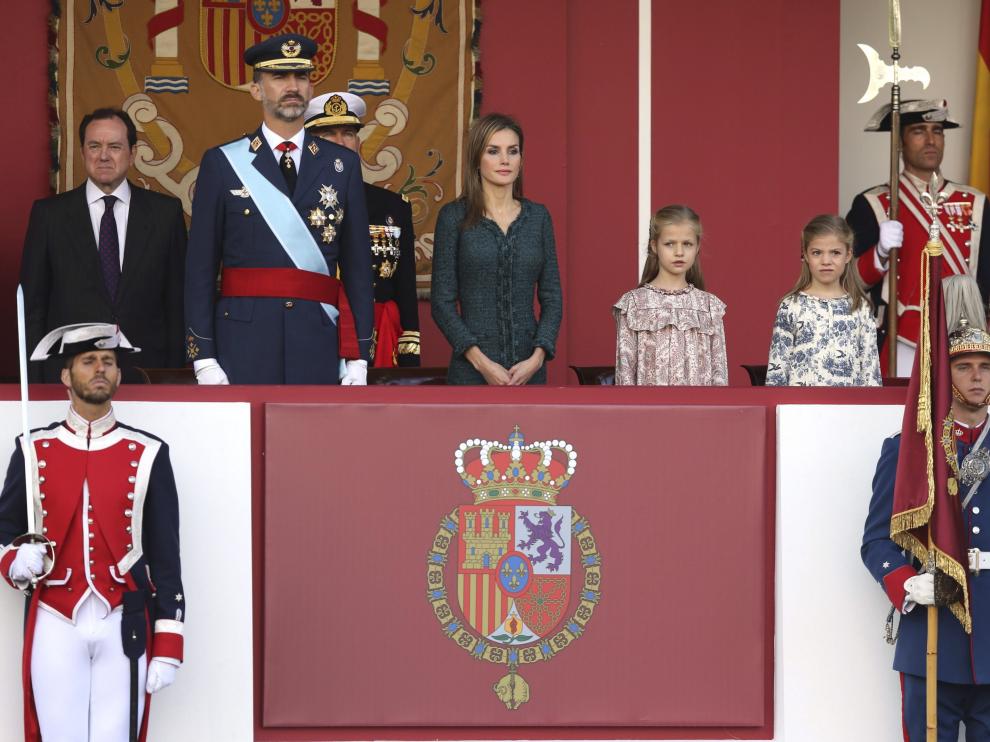 La Familia Real, en el desfile de la Fiesta Naciona del año pasado.