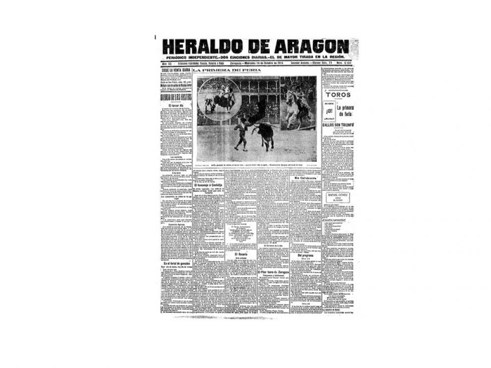 Portada de HERALDO el día 14 de octubre de 1914