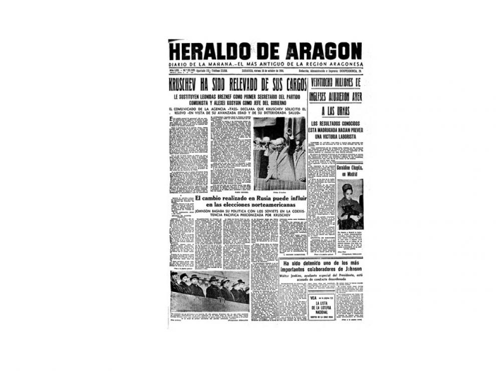 Portada de HERALDO el día 16 de octubre de 1964