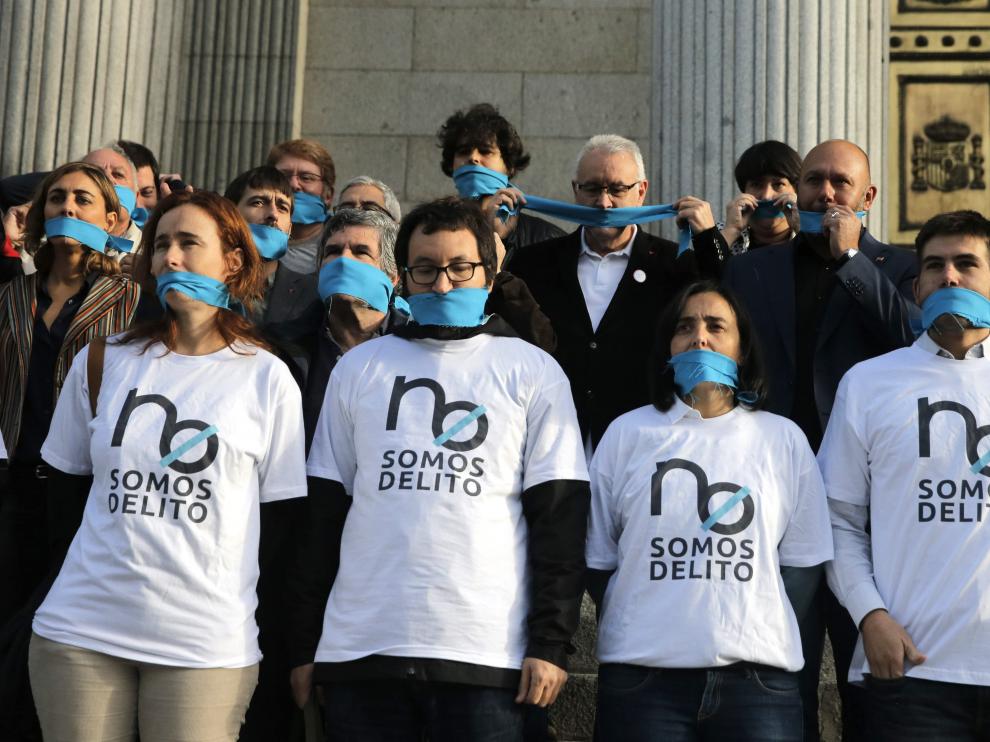 Otra protesta contra la Ley Mordaza frente al Congreso de los Diputados.
