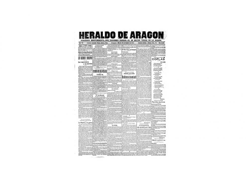 Portada de HERALDO el día 20 de octubre de 1914