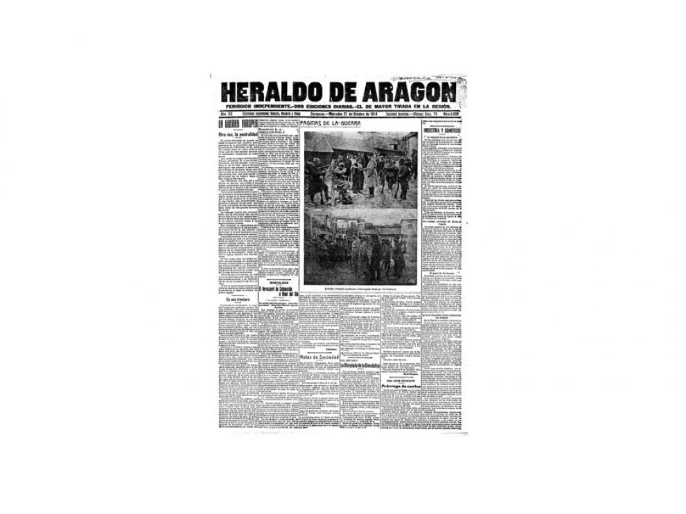 Portada de HERALDO el día 21 de octubre de 1914